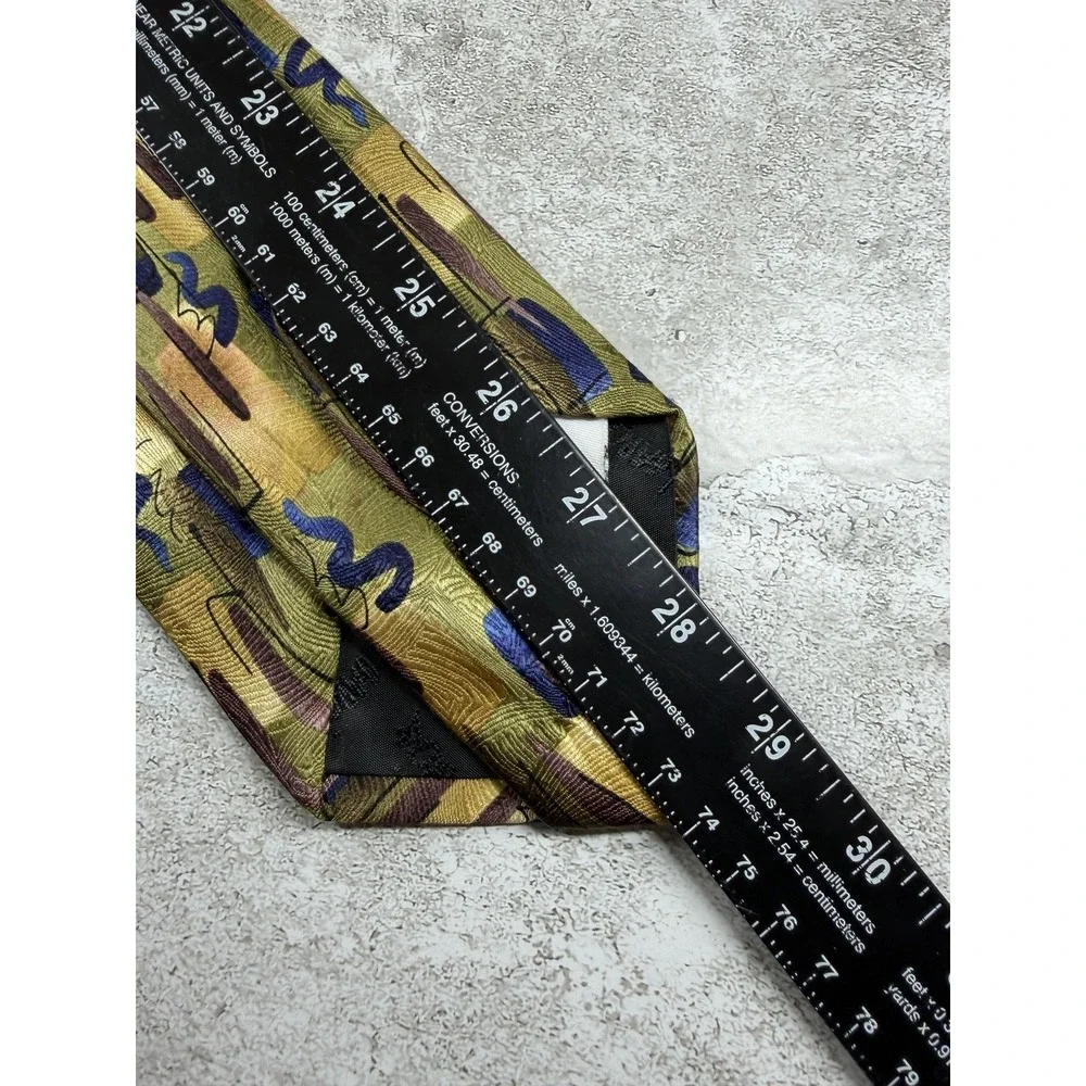 J. Garcia Tie Mens One Size Gold Geometric 100% Silk Jacquard Designer